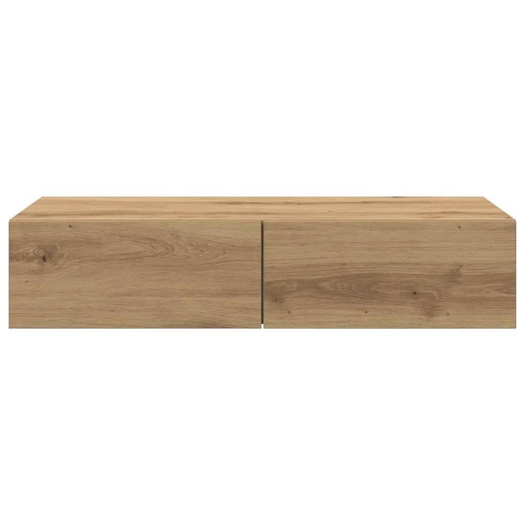 Scaffale a Parete con Cassetti Rovere 80x33x17 cm in Truciolato 859985