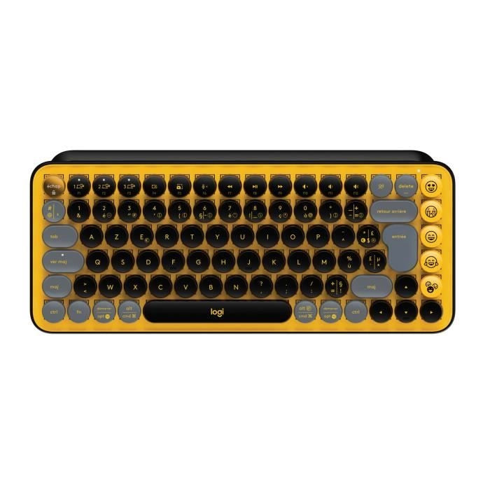 Tastiera wireless Logitech - Tasti POP meccanici con tasti Emoji personalizzabili, Bluetooth o USB, design compatto e durevole - Giallo