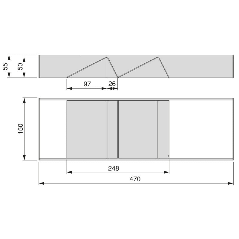 Portacoltelli per cassetto Orderbox, 150x470 mm, Acciaio e Legno, Grigio antracite