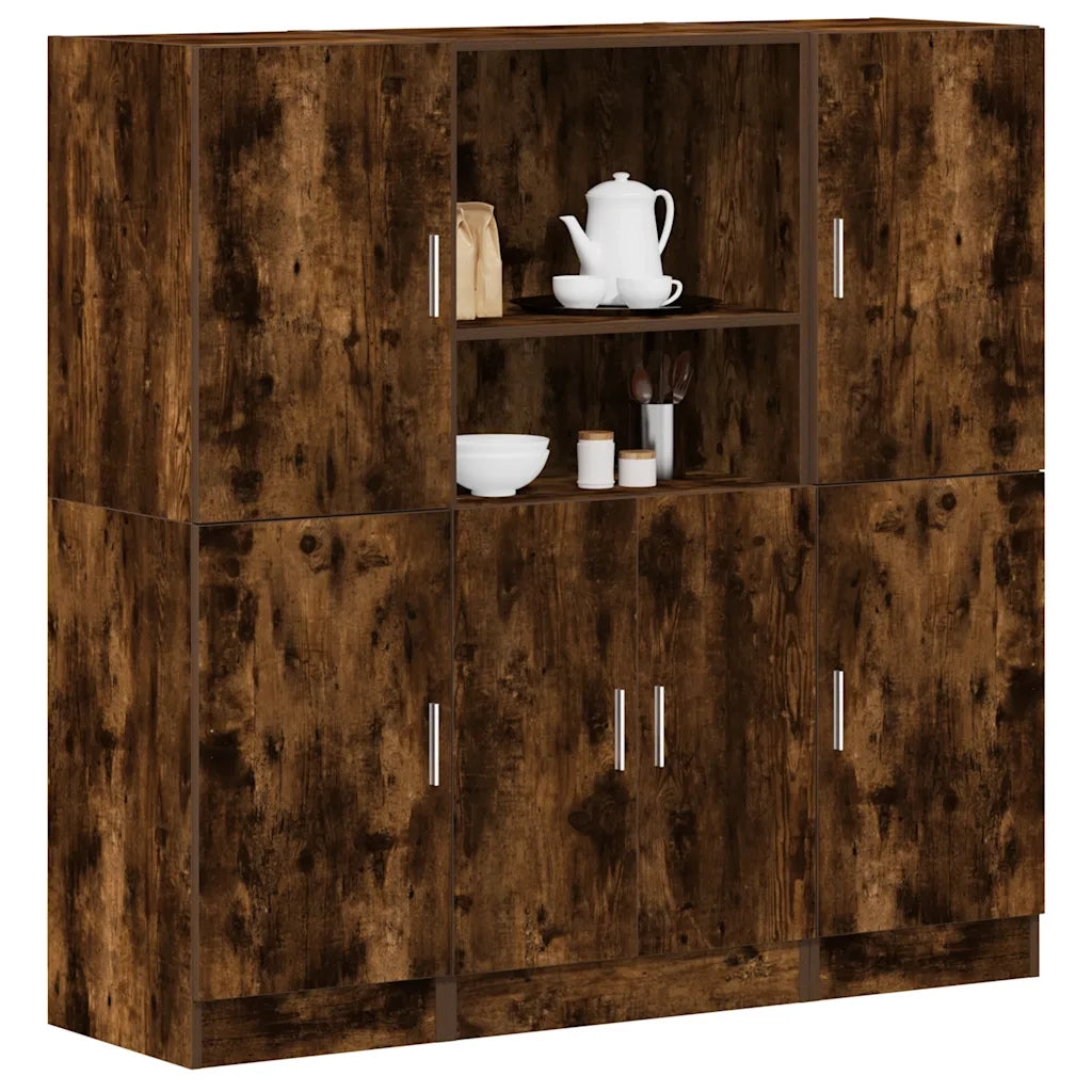 Set di Mobili da Cucina 3 pz Rovere Fumo in Truciolato 3324155