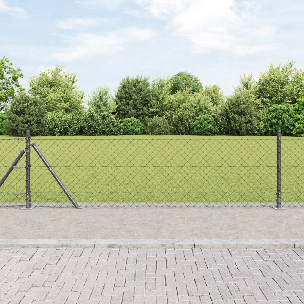 Recinzione a maglie con 13 pali flangiati 0,4 x 25 m in acciaio zincato