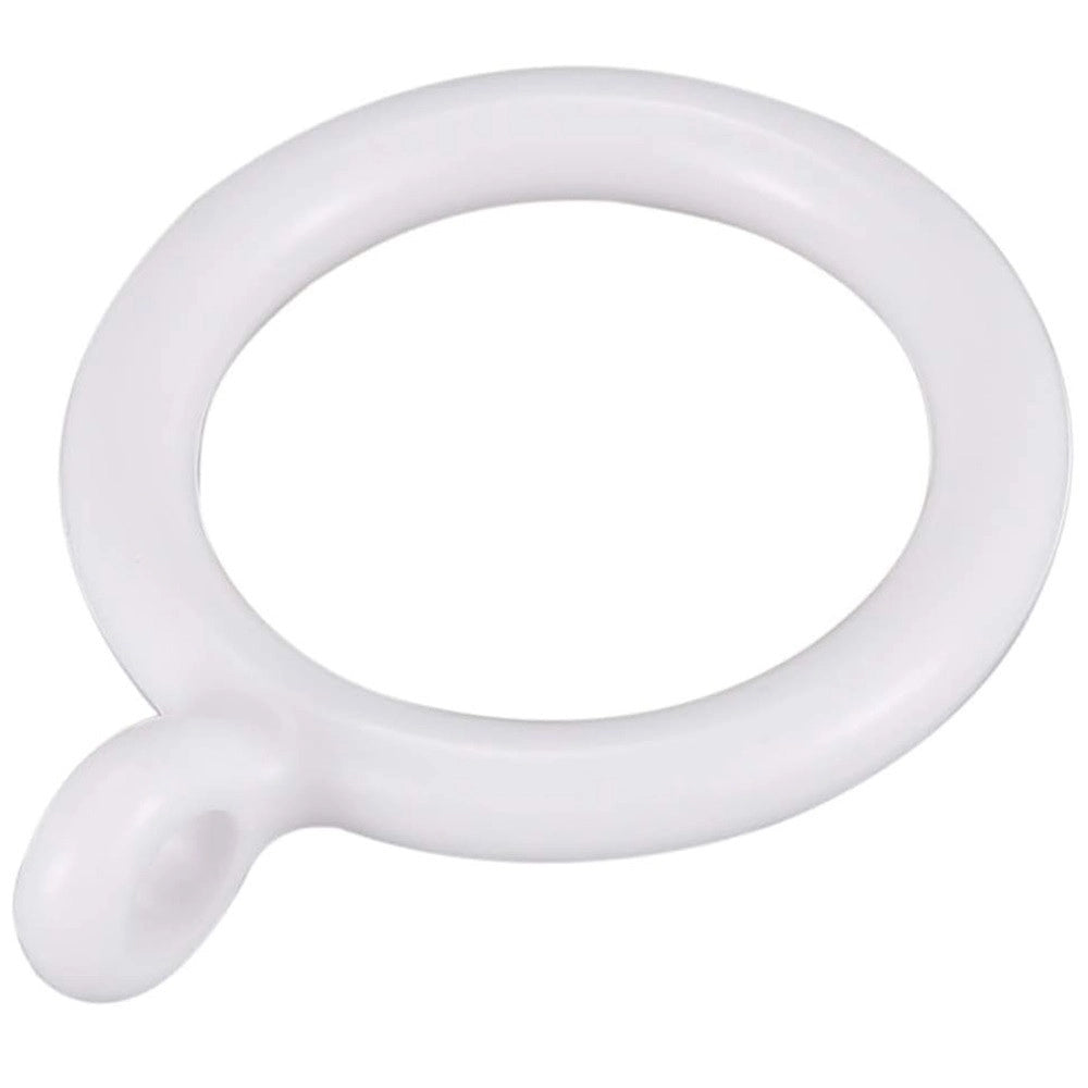 Trade Shop - Set 9 Pz Anelli Gancio Ad Anello Per Tende In Plastica Da 35 Mm Bianco Tondi Bagno 87353 -