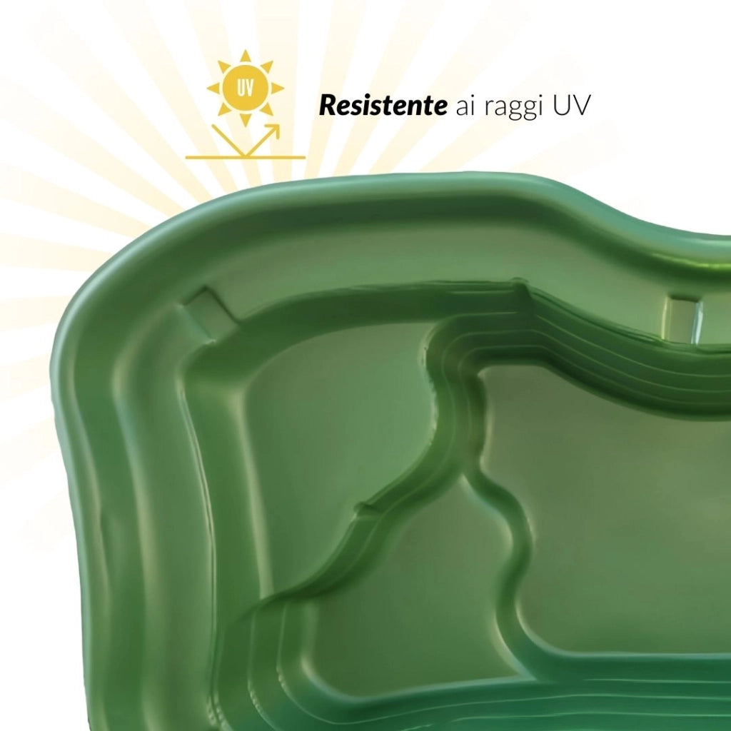 Laghetto da giardino maggiore polietilene verde interrare 235x140x60 litri 1000