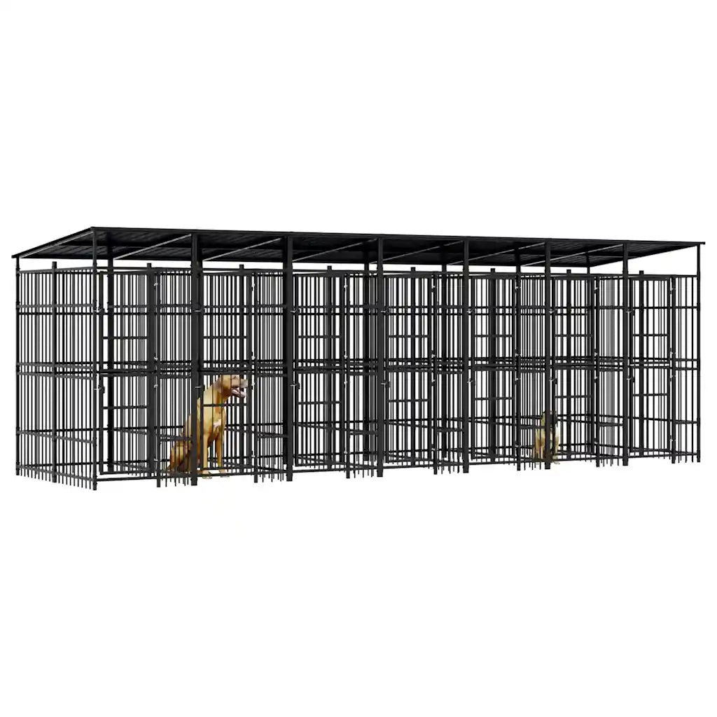 Gabbia per Cani da Esterno con Tetto in Acciaio 12,9 m² 3097952