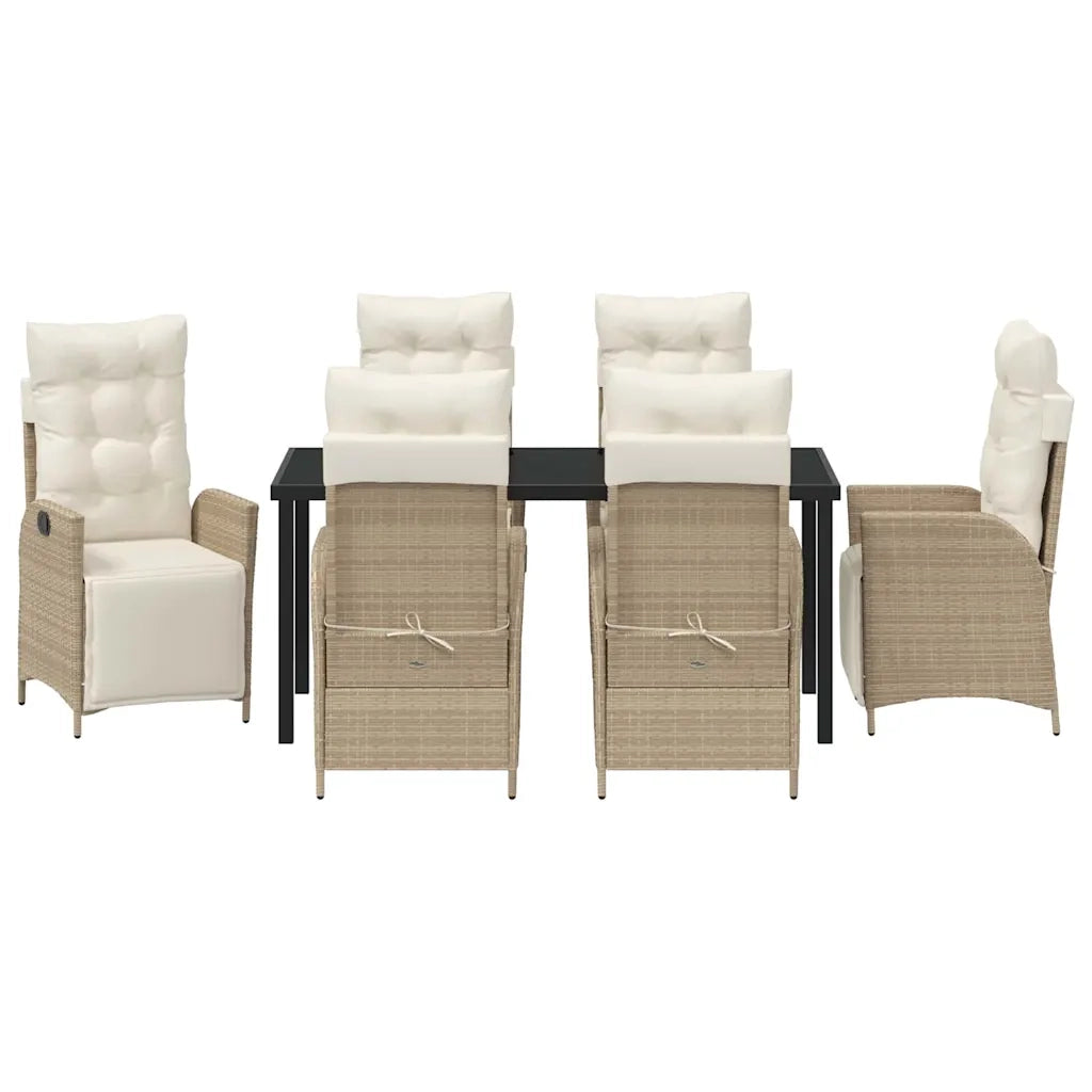 Set da Pranzo per Giardino con cuscino 7 pcs Beige polyrattan 3380558