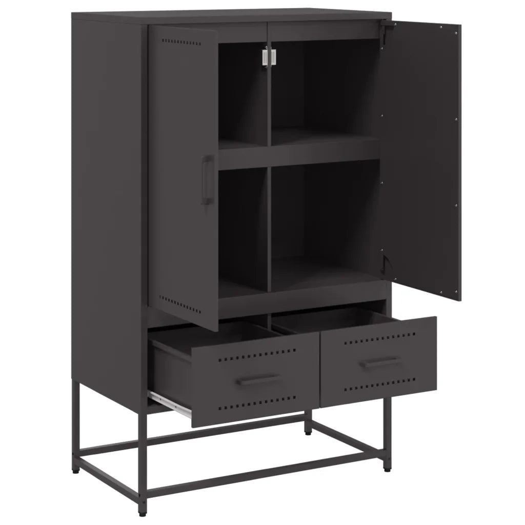 Credenza | Madia | Buffet da pranzo | Armadio da pranzo Nera 68x39x111,5 cm in Acciaio