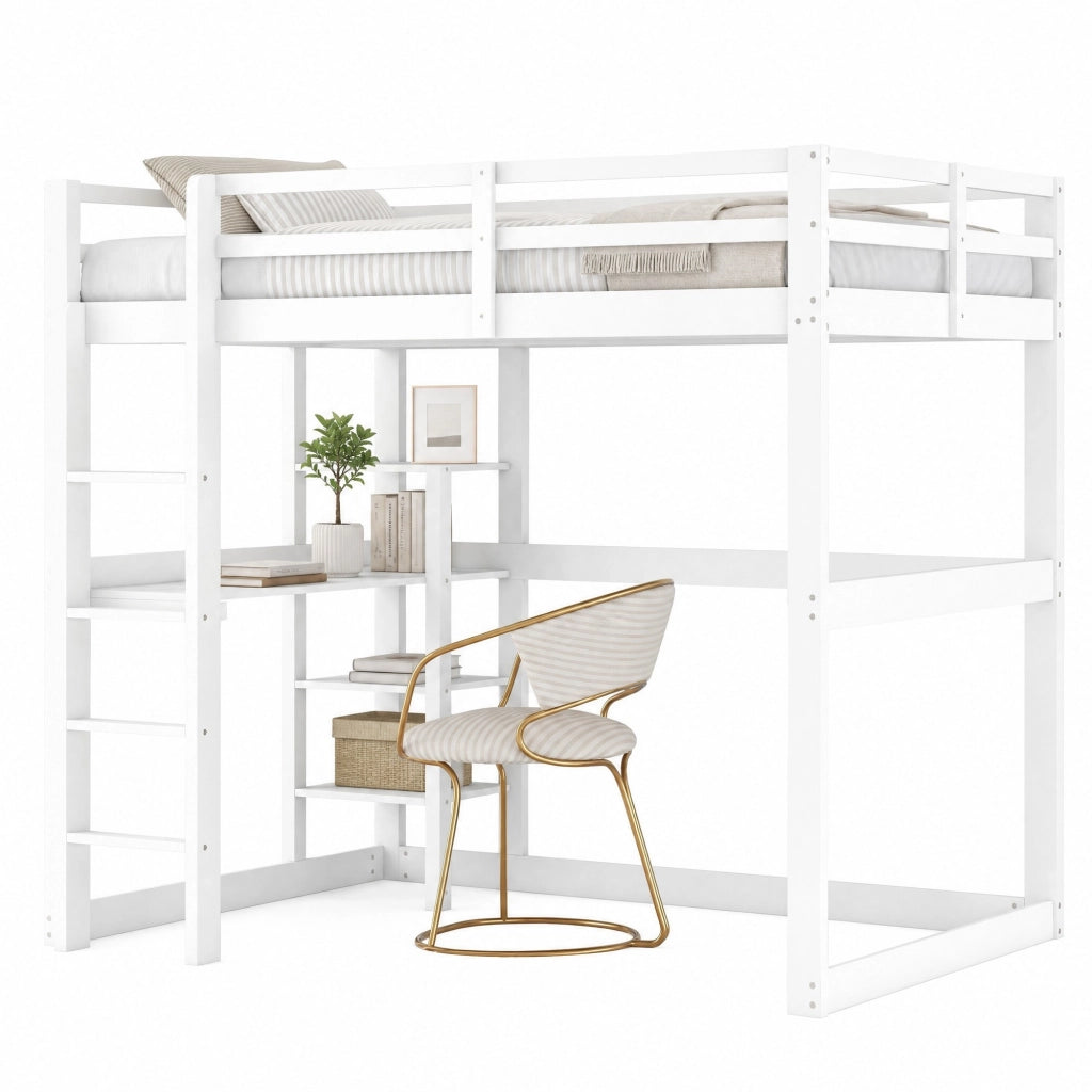 Letto a soppalco per bambini 140x200 cm con scrivania