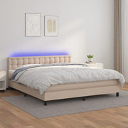 Giroletto Molle Materasso e LED Cappuccino 160x200cm Similpelle 3134236