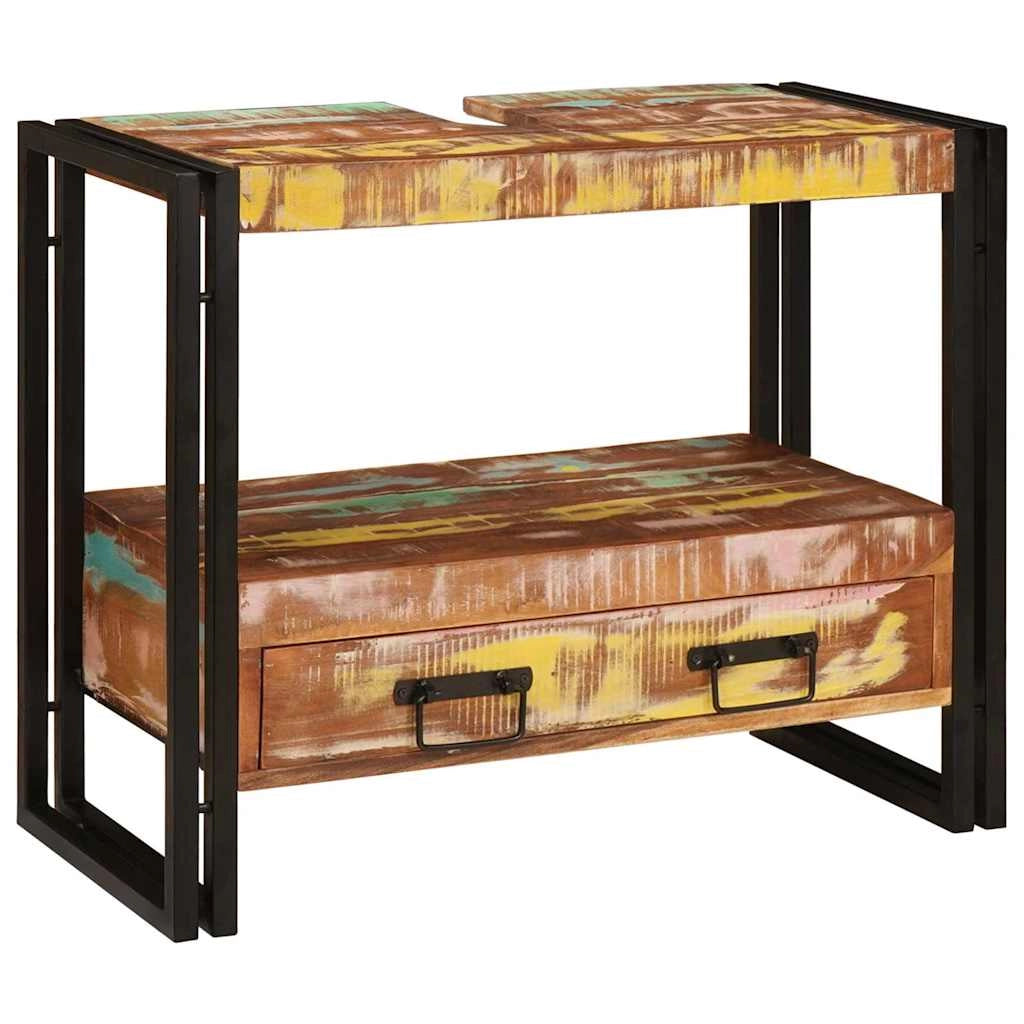 Mobiletto moderno con cassetto 71 x 33 x 58 cm pratico e resistente in ferro nero 02_0058001