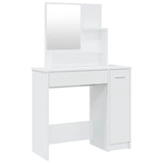 Toeletta | Tavolo da Trucco con Specchio Bianco Lucido 86,5x35x136 cm