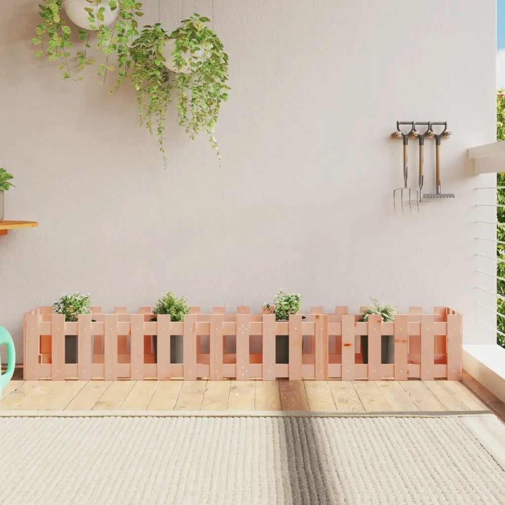 Fioriera da Giardino-Vaso da Esterno-Contenitore per Piante Recinzione 200x30x30cm in Massello Douglas