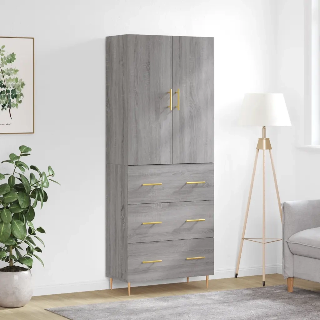 Credenza | Madia | Buffet da pranzo | Armadio da pranzo Grigio Sonoma 69,5x34x180 cm in Legno Multistrato