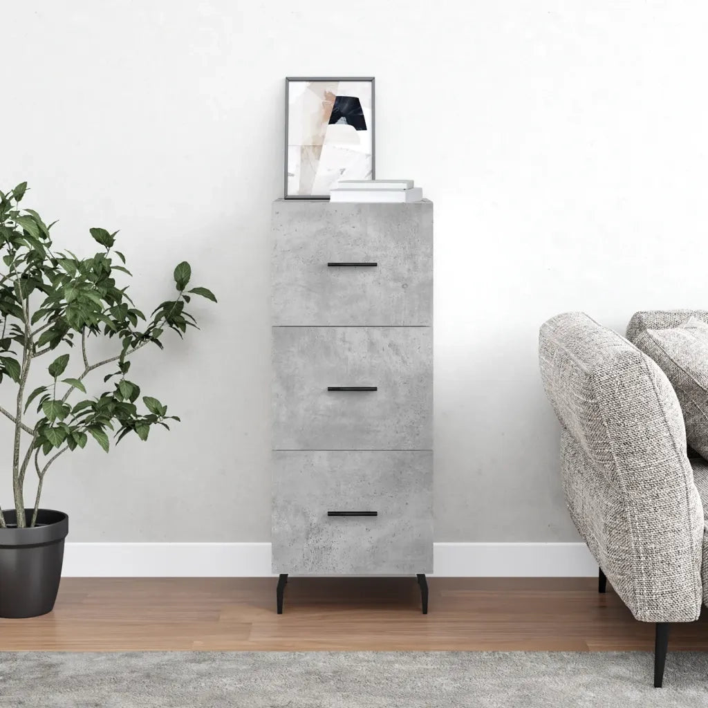 Credenza Grigio Cemento 34,5x34x90 cm in Legno Multistrato 828624