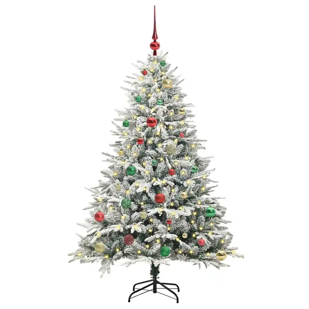 Albero di Natale Artificiale Pre-illuminato con Set di Palline