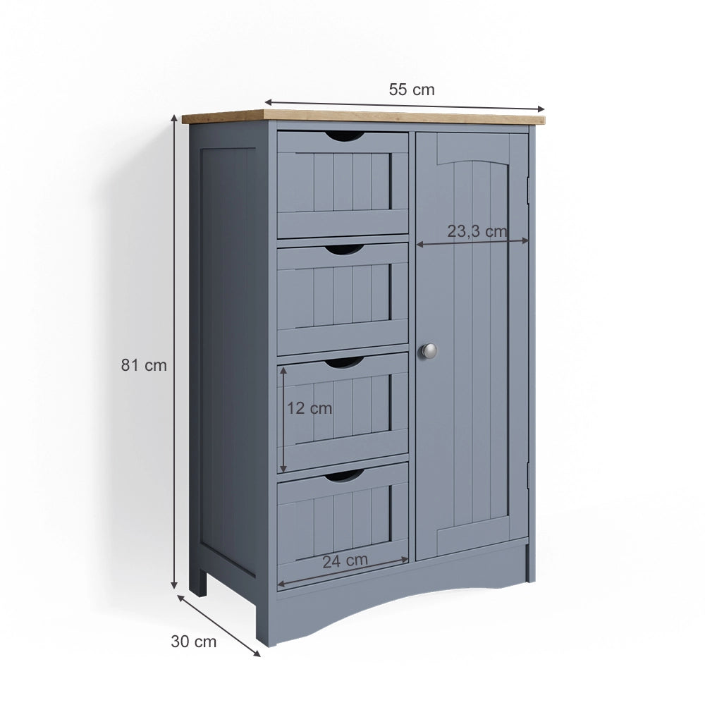 Vicco Cassettiera da bagno Grigio 55 x 81 cm