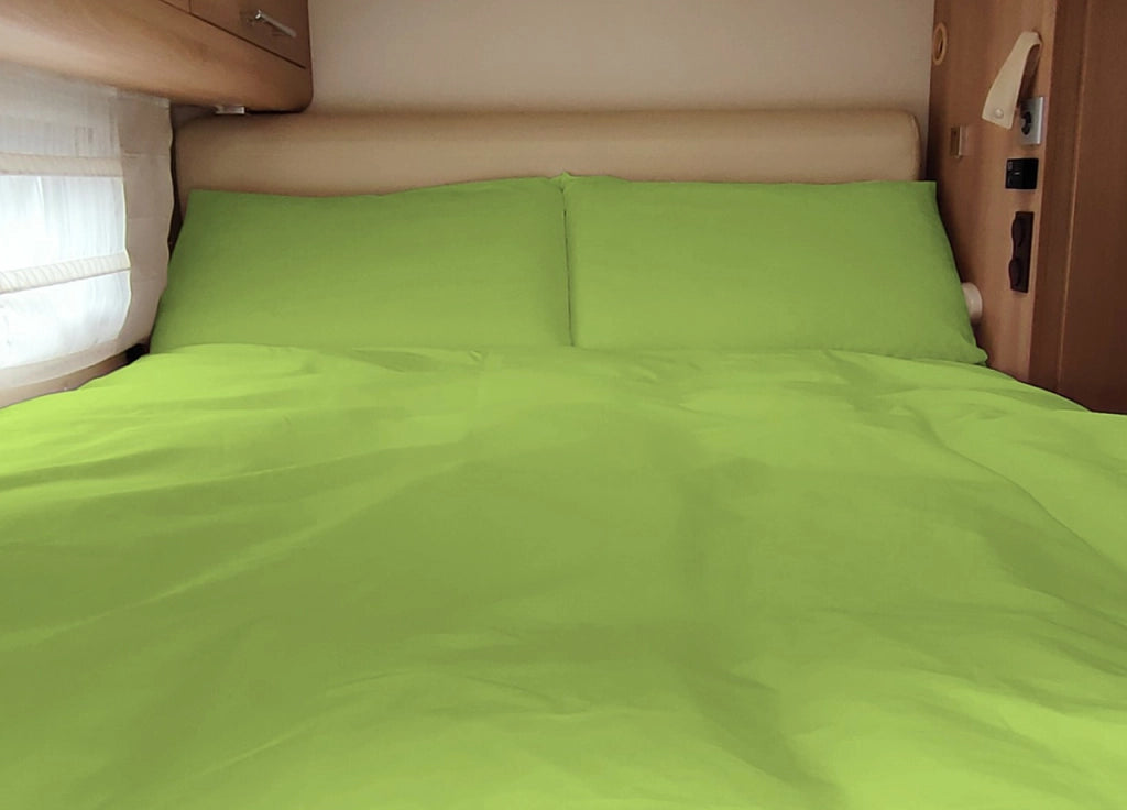 Completo Lenzuola Camper Roulotte 100% Cotone PERSONALIZZABILE Tinta Unita - Singolo - Verde Acido