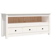 Mobile TV | Armadietto TV | Mobile Porta TV Bianco 114x35x52 cm in Legno Massello di Pino