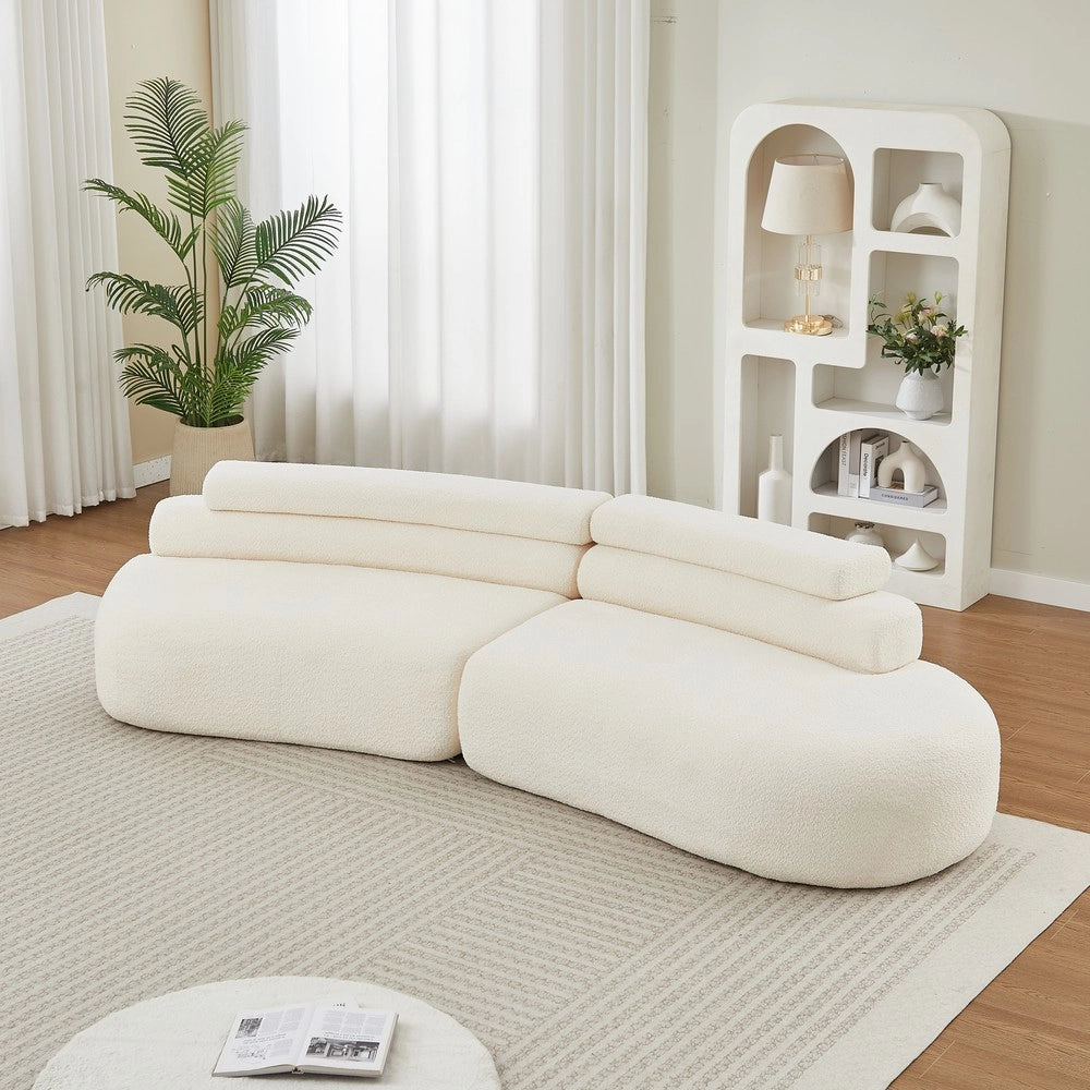 Divano modulare 2 parti ¨C Minimal ¨C crema, tessuto chenille, senza braccioli, cuscini schienale