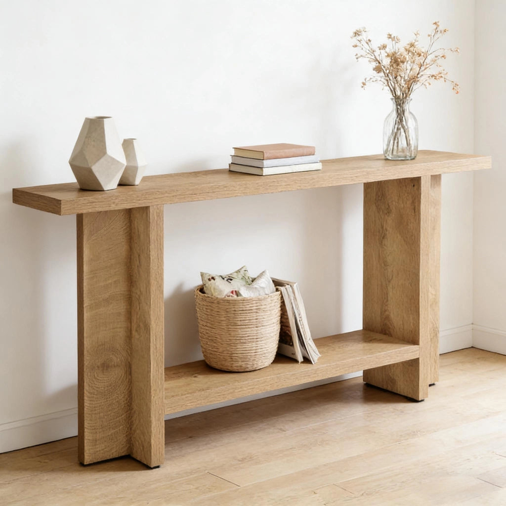 Consolle con 2 ripiani - per ingresso - in MDF - 150x30x80 cm - marrone