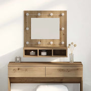 Mobiletto per specchio-Mensola con Specchio Rovere artigianale 60 x 31,5 x 62 cm