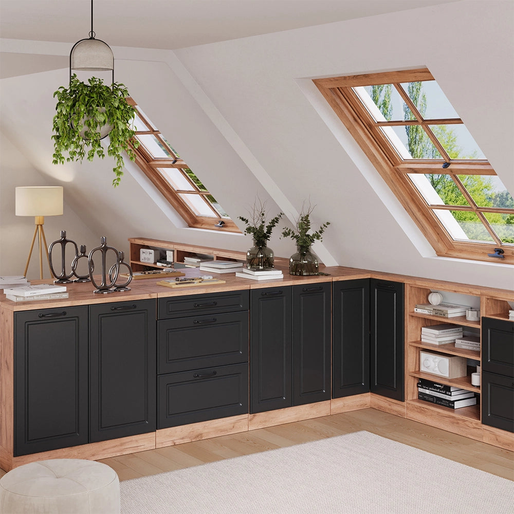 Mobile per mansarda Rion Antracite rustico/Rovere dorato 80 x 83.8 cm senza inclinazione con 2 ante Vicco