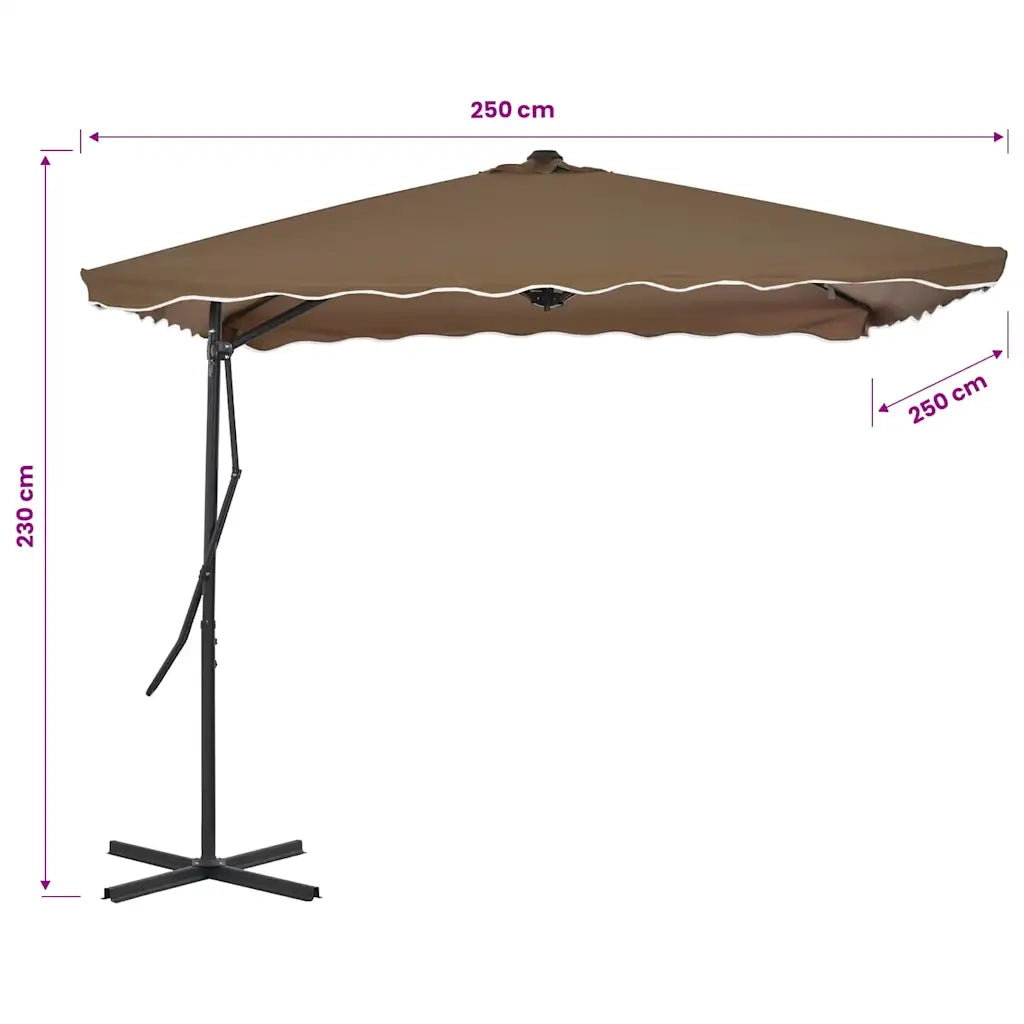 Ombrello | Parasolne da Esterni con Palo in Acciaio 250x250cm Tortora
