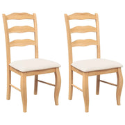 Sedie da Pranzo con Cuscini 2 pz | Sedie da cucina Naturale Legno Massello Hevea