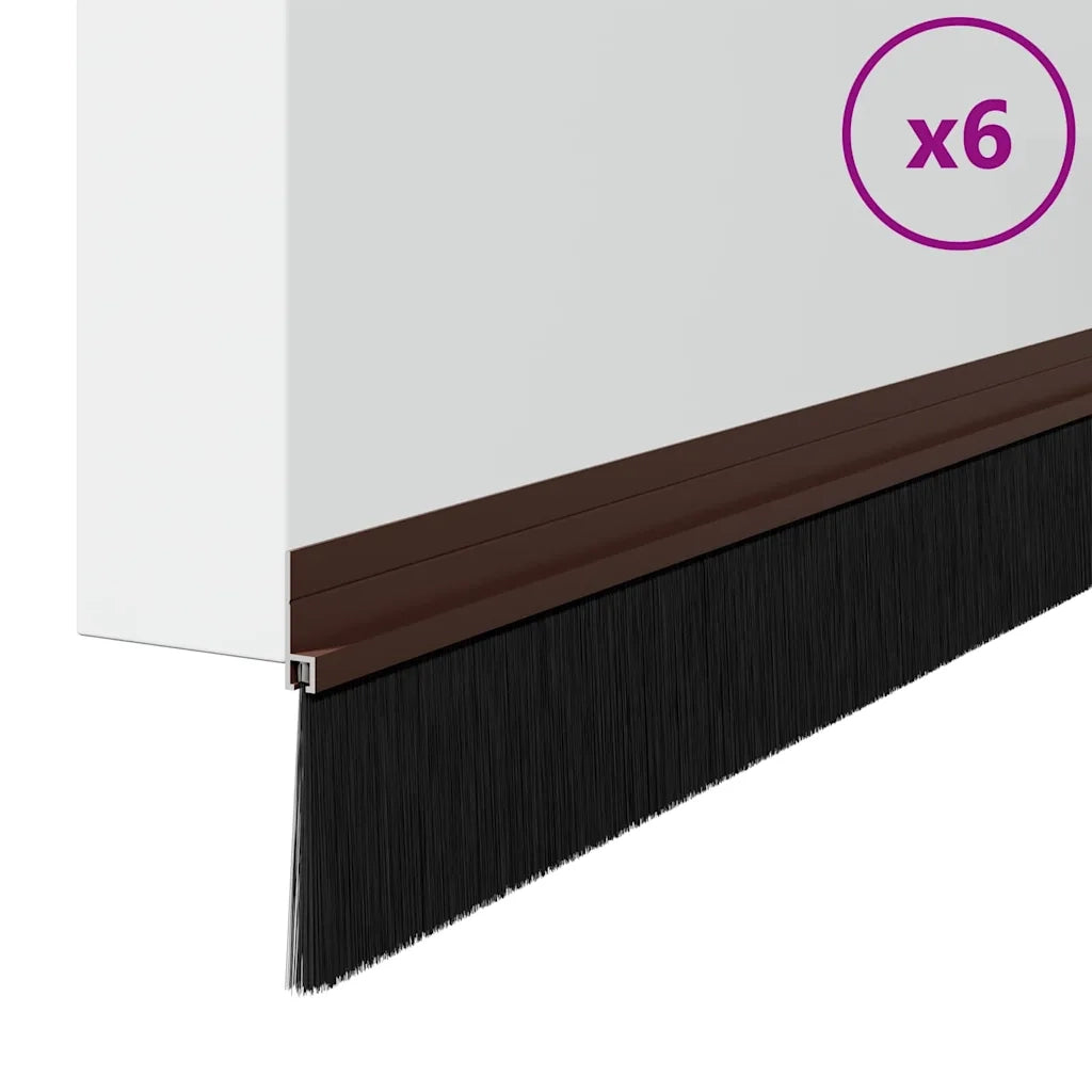 Spazzole per porte autoadesive 6 pz Marrone 100 cm CFW2256770