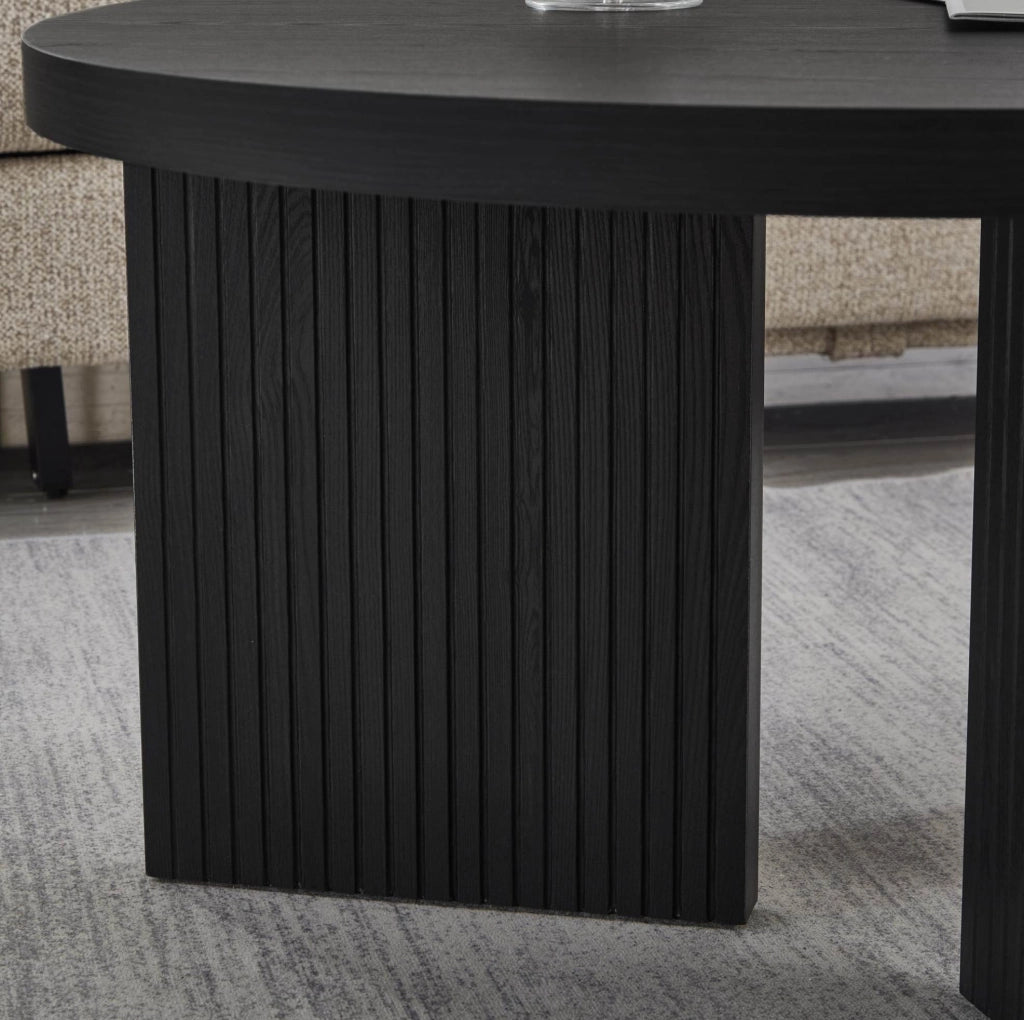 Tavolino da caffè rotondo nero in MDF