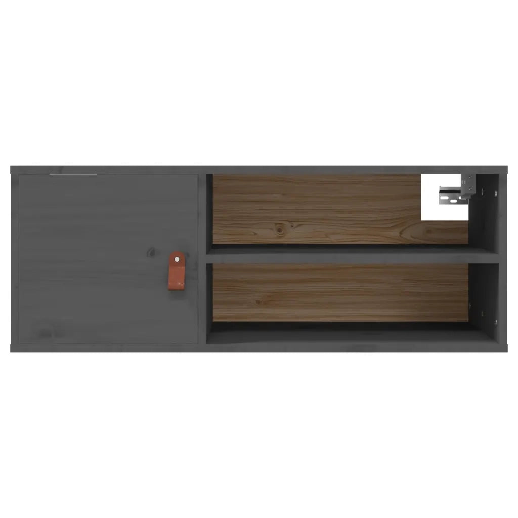 Pensili 2 pz Grigi 80x30x30 cm in Legno Massello di Pino 818390