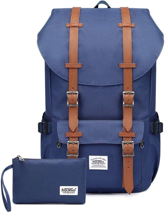 Zak da donna e dell'uomo, borsa da scuola e università con tasca per laptop 15" 22L, (2 pezzi blu), 45 x 27 x 17cm (HxBxT)