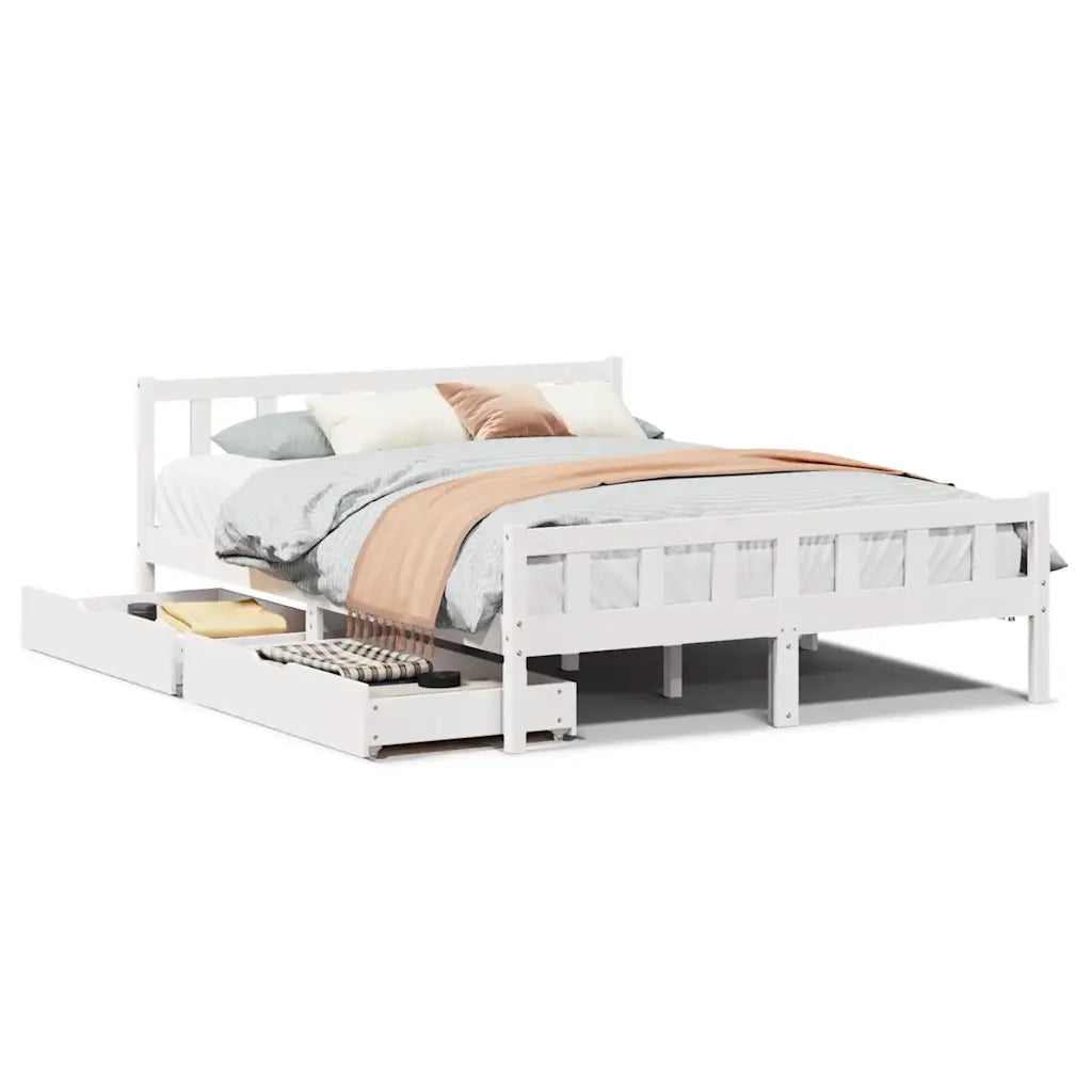 Letto senza Materasso Bianco 150x200 cm Legno Massello di Pino 3301582