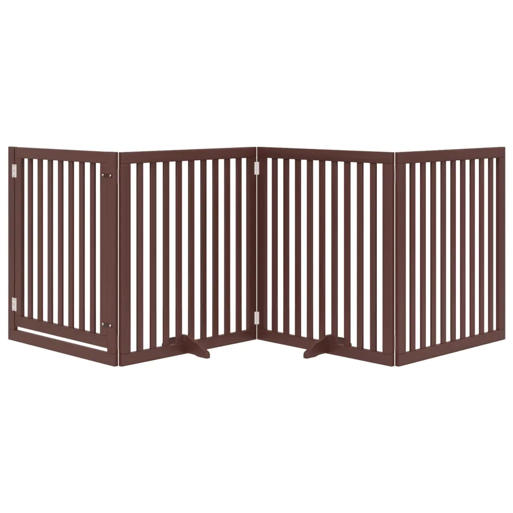 Cancello Cani Porta Pieghevole Marrone 4 Pannelli 320cm Pioppo CFW4064991