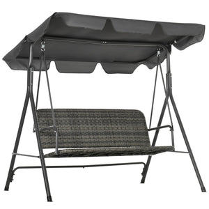 Dondolo da Giardino 3 Posti 167x112x153 cm con Tettuccio Regolabile in Rattan PE Grigio Scuro