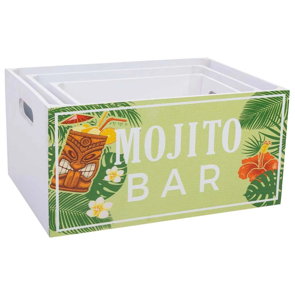 Cassettiera in legno stampata set 3 pz 36x26x18h-31x21x16h-26x16x14h cm