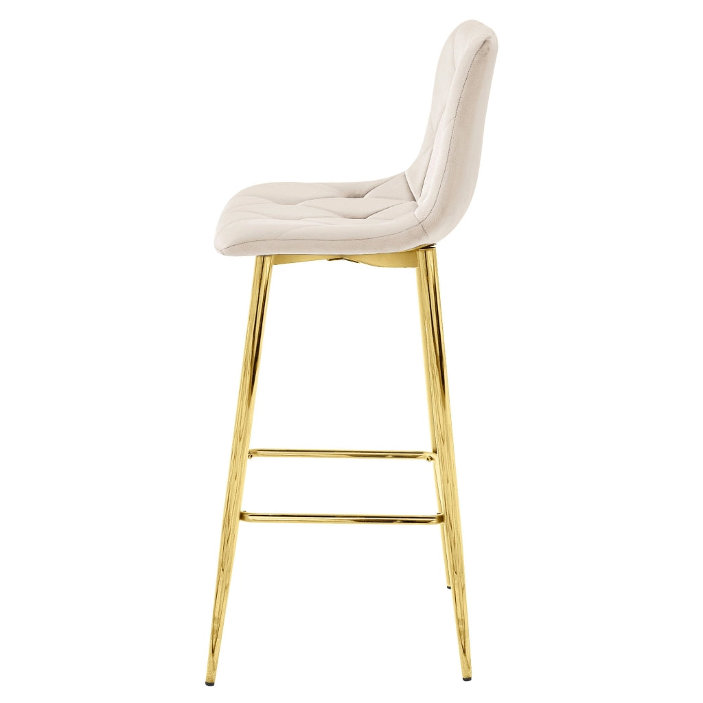 Sgabello Valora KODA in velluto beige con gambe dorate per cucina x3