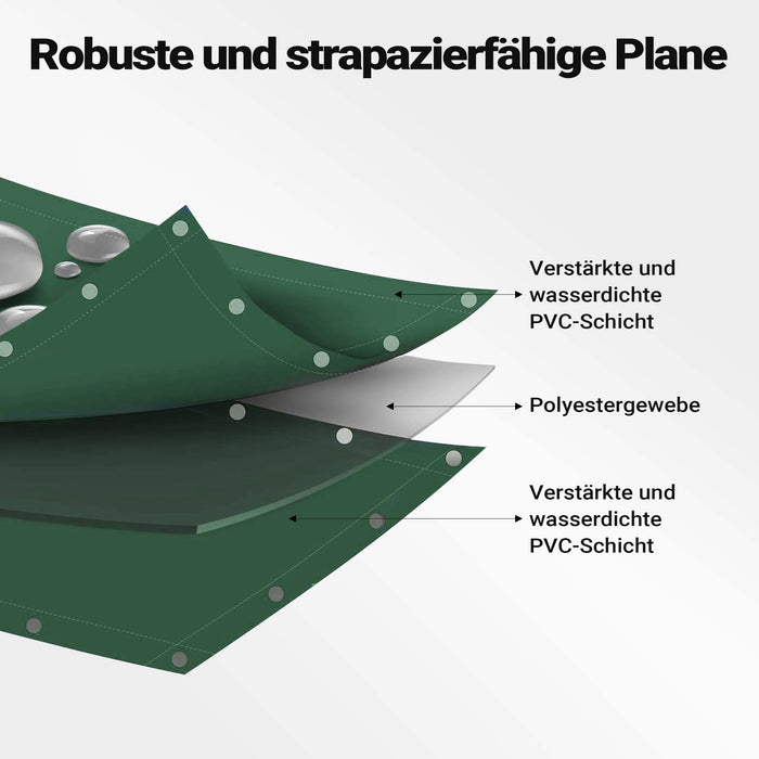 Telone occhiellato verde 4 x 6 m resistente alle intemperie e a raggi UV, impermeabile, robusto telo di protezione in poliestere 650 g/m² con rivestimento in PVC