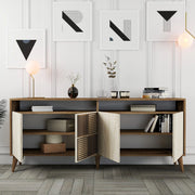 Madia Roattos, Credenza 2 Ripiani, 180x35x78h cm Beige Marmo