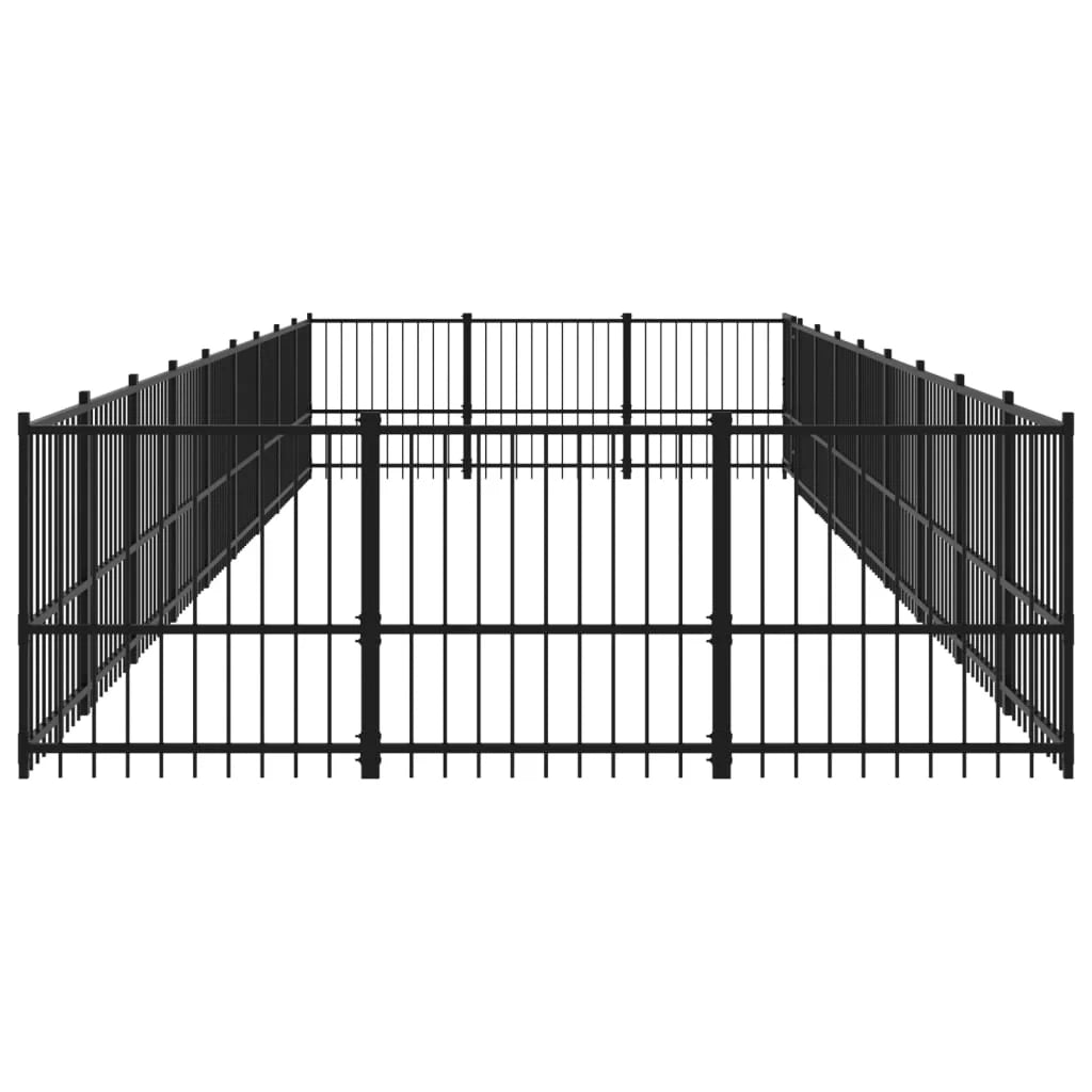 Gabbia per cuccia recinto per animali da esterno per cani in acciaio 25,4 m² nero 02_0041822