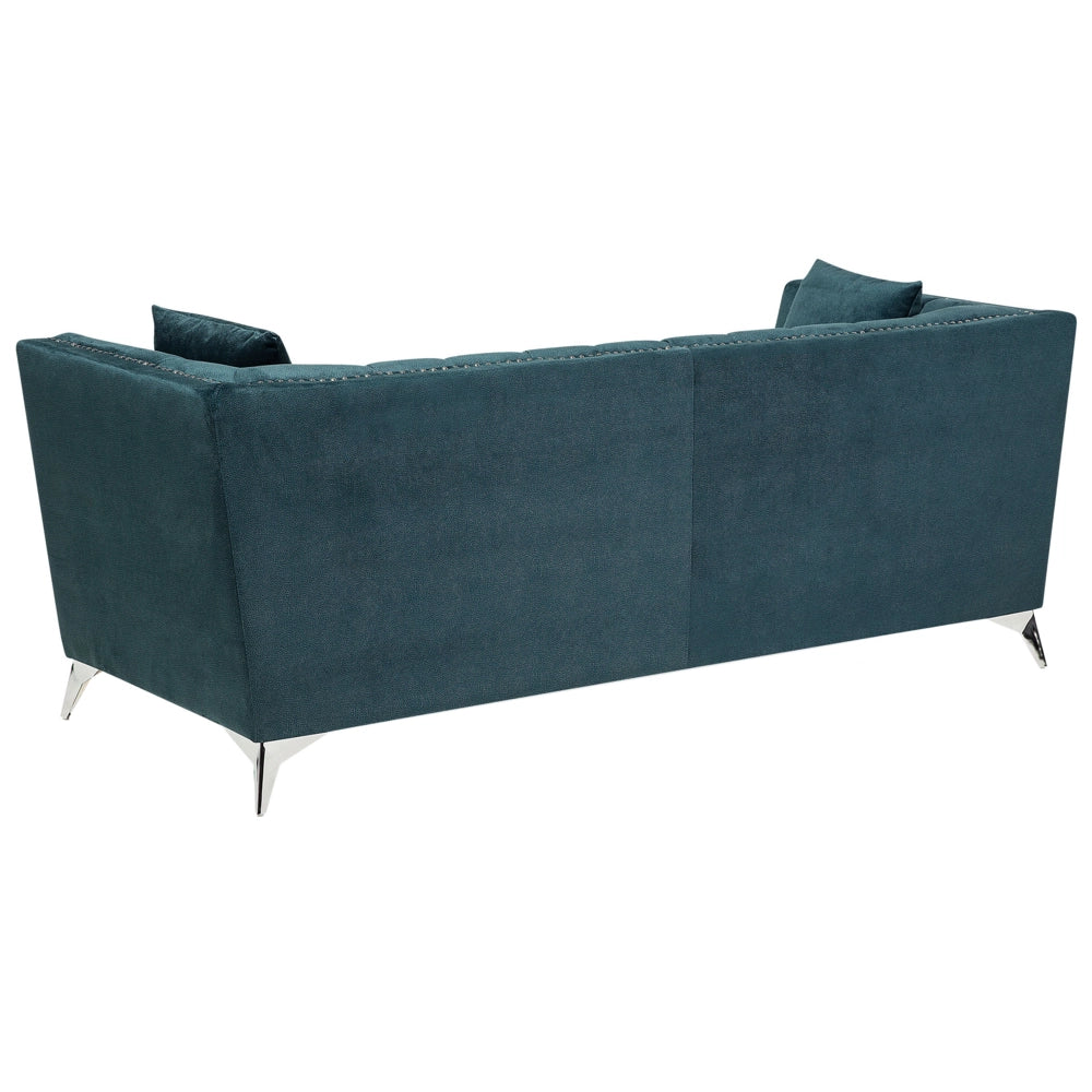 Set di divani a 2 + 3 posti con trapuntatura del pannello di rivestimento della testa del chiodo blu verde acqua