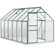 EasyComfort Serra da Giardino in Policarbonato 190x375x199cm, con Finestra Apribile e Porta Scorrevole, Struttura in Alluminio, Verde