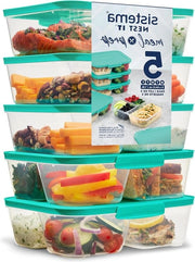 Set di contenitori per meal prep in plastica BPA-free, 19 l, arieggiate, con coperchi, verde, 5pz