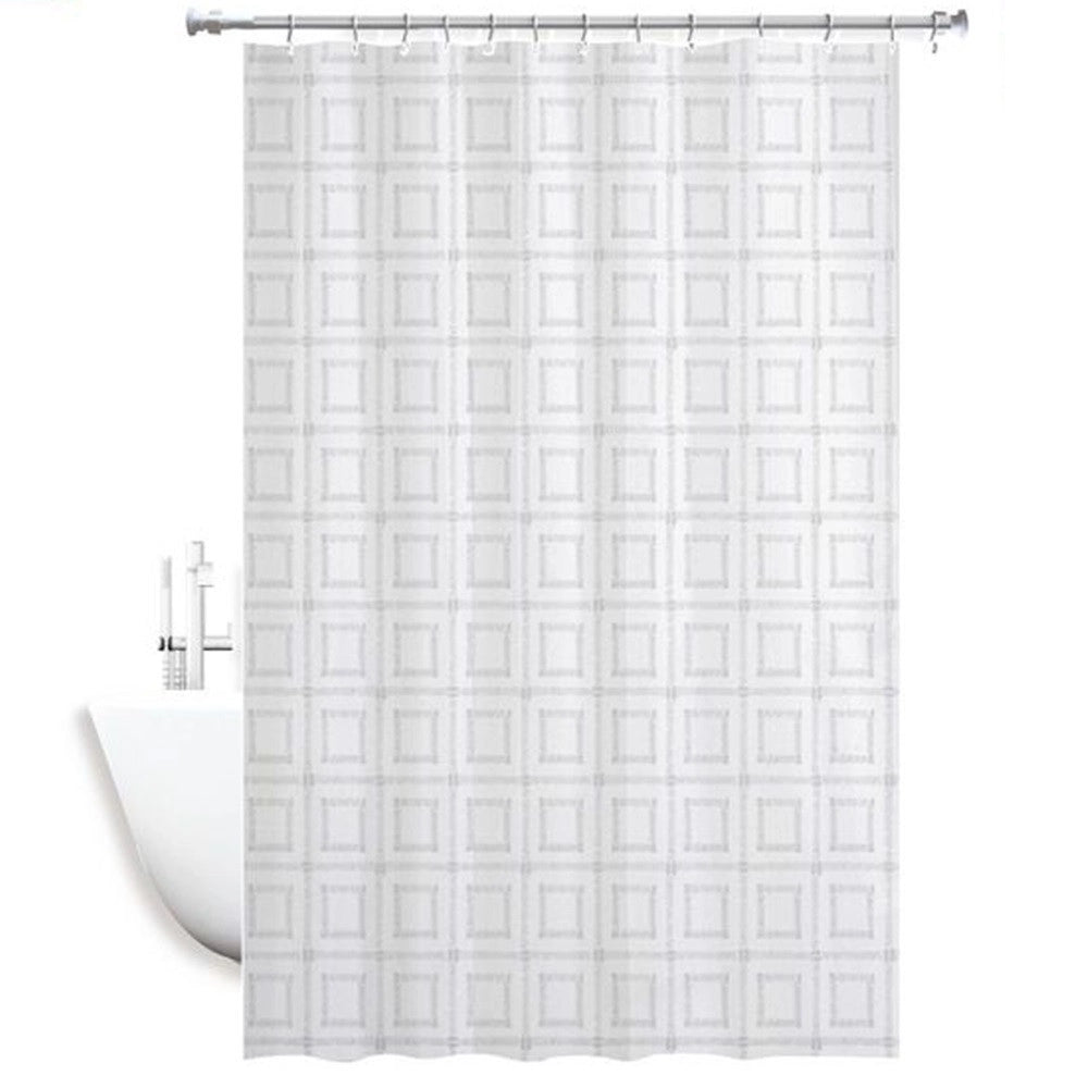 Trade Shop - Tenda Doccia Antimuffa Impermeabile 240 X 200 Cm Con Anelli Bagno Quadrati 59390 -