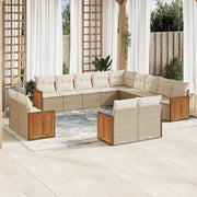 Set Divano da Giardino 13 pz con Cuscini Beige in Polyrattan 3260609