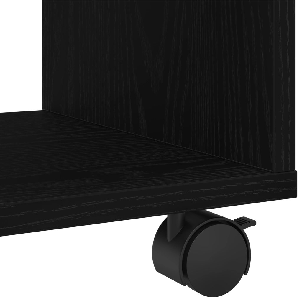 Tavolino con Ruote Rovere Nero 72x33x42,5 cm Legno Ingegnerizzato