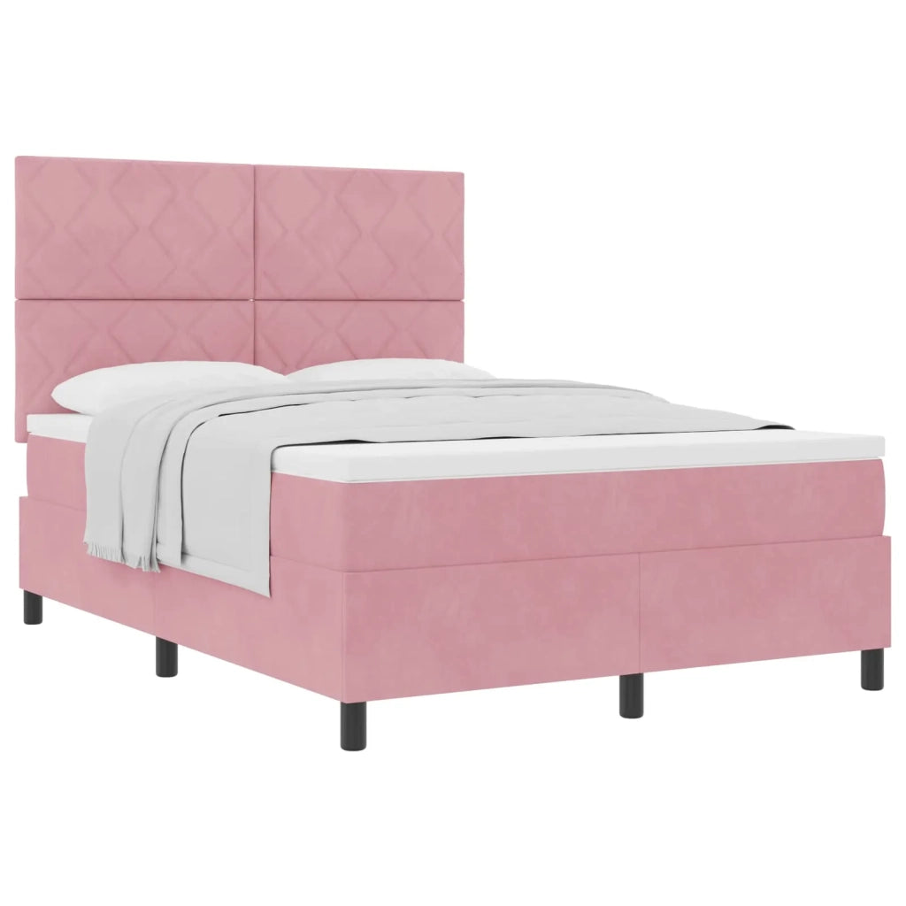 Letto a molle con testiera Rosa 140 x 190 cm Velluto 3339901