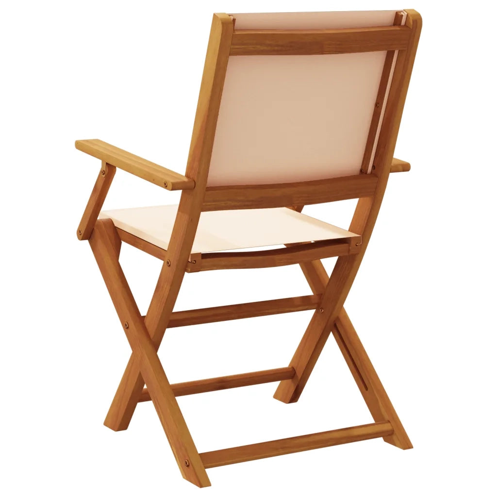 Sedie da Giardino Pieghevoli 6pz Beige Tessuto e Legno Massello 3214584