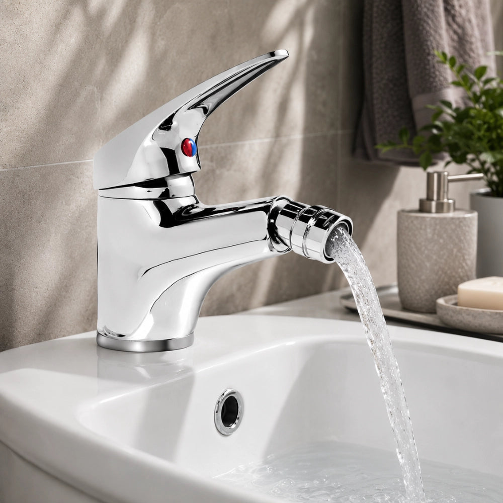 Fortunato rubinetto miscelatore bidet in ottone cromato con piletta