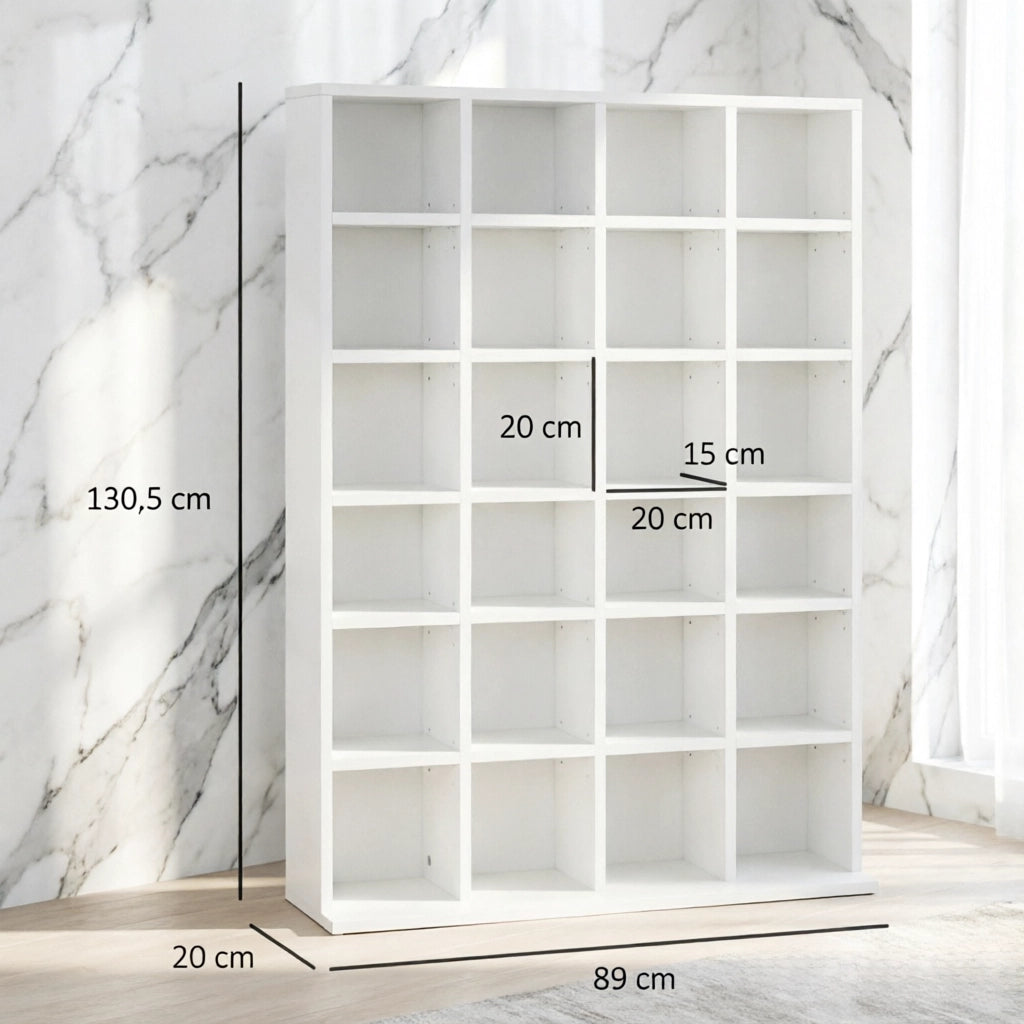 SCAFFALE PORTA CD/DVD 89x20x130,5 cm Bianco in truciolato