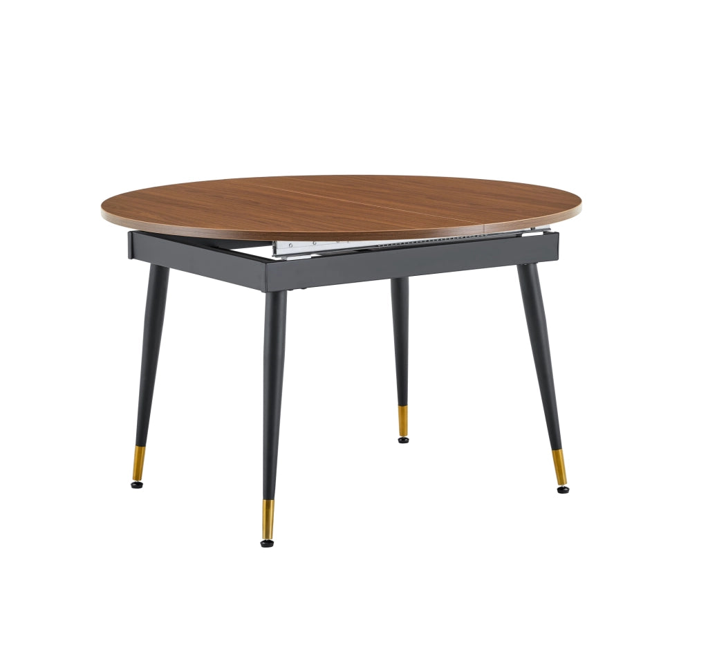 Tavolo da pranzo ovale 200x120x73.66 cm; resistente e facile da pulire; MDF e metallo; nero e noce